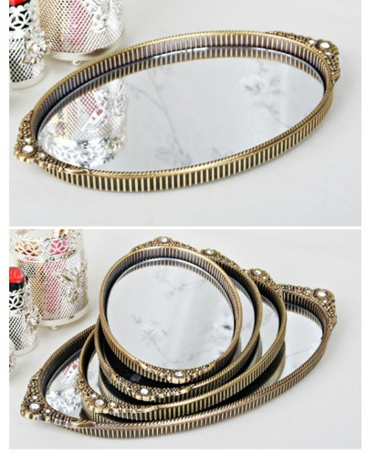 체인타원쟁반 신주/화장품쟁반/화장품트레이, 단품, 1개