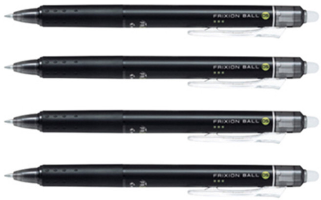 파이롯트 프릭션 지워지는 볼펜 0.5mm, 블랙, 4개