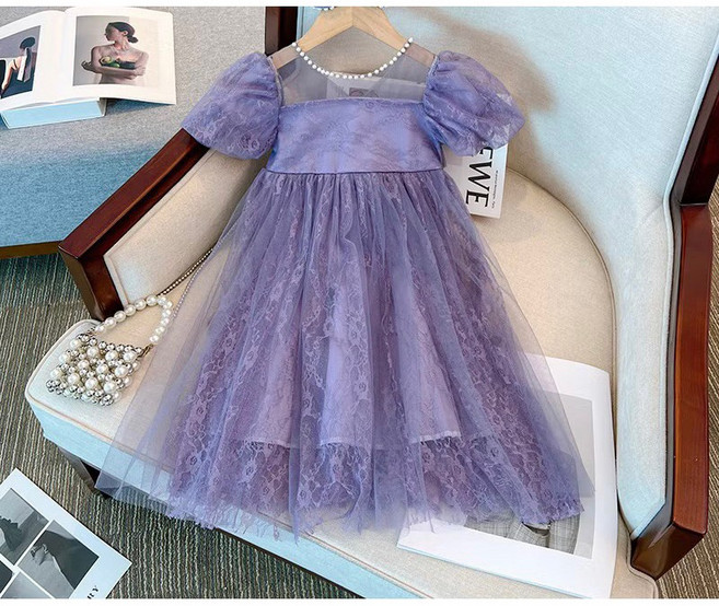 女童蕾絲蓬蓬紗裙洋裝 周歲花童婚禮禮服