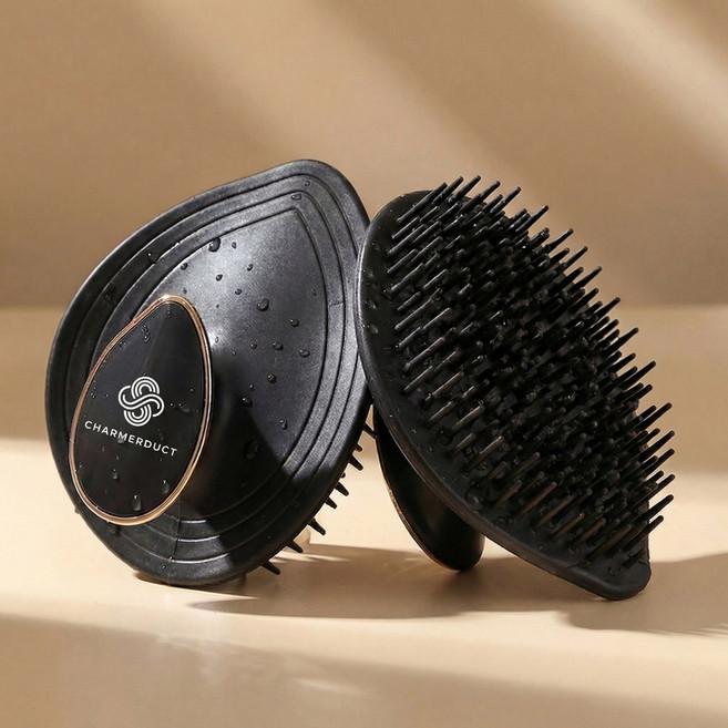 차머덕트 머리감는 브러쉬 헤어 두피 마사지기 샴푸 브러쉬, 1개, 블랙