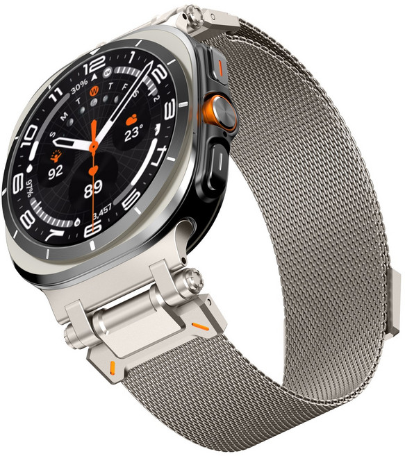 호환 삼성 갤럭시 워치 7/8 울트라 47mm 밀레니즈 스트랩 스테인리스 스틸 커넥터 마그네틱 메탈 밴드, 티타늄