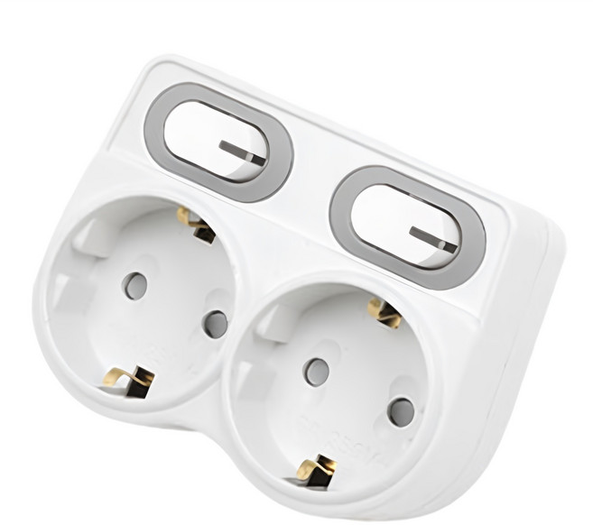 에코파워탭 LED L자 멀티탭 2구 EPM-402L, 9.1cm, 화이트, 1개