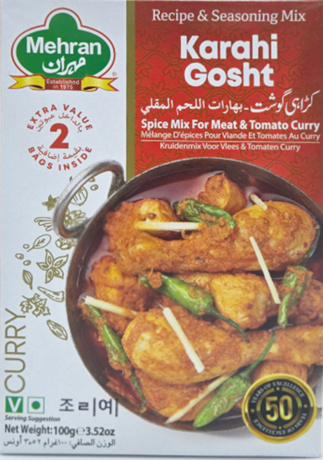 Mehran Karahi Gosht Masala 아차르 고쉬트 마살라 향신료, 1개, 100g