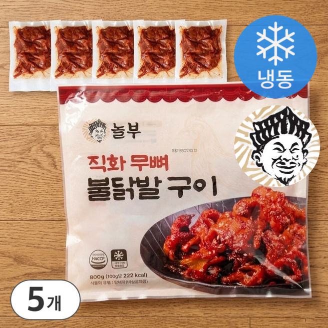놀부 직화 무뼈 불닭발 구이 (냉동) 5개입, 1개, 800g