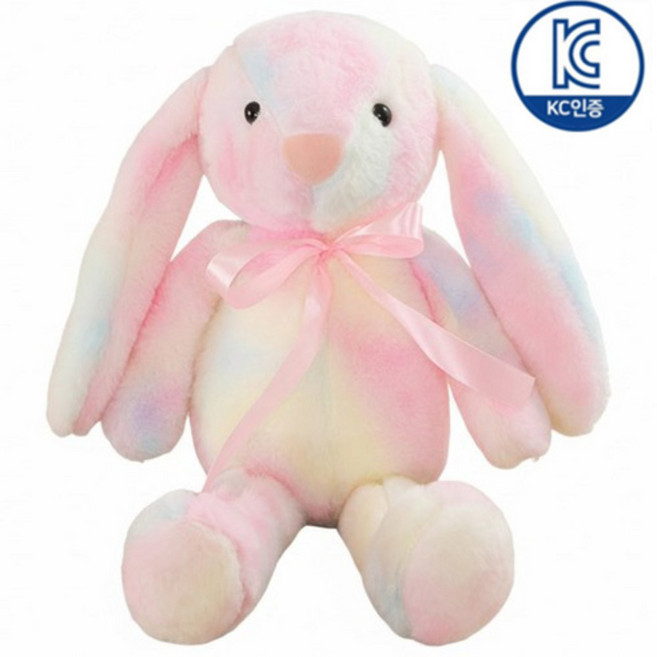 저스트셀러 파스텔 무지개 보송보송 토끼인형, 1개, 파스텔 핑크, 30cm
