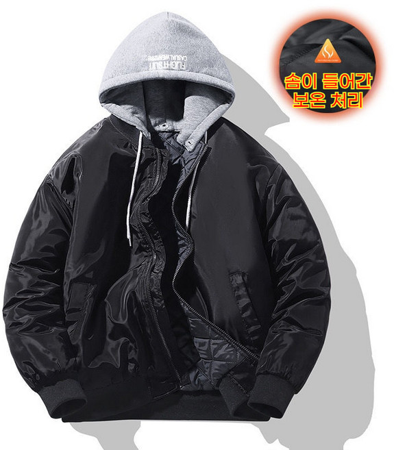 ZAJA 루즈핏 후드 항공점퍼 야구점퍼 빅사이즈 후드점퍼 솜패딩 아우터 숏 잠바