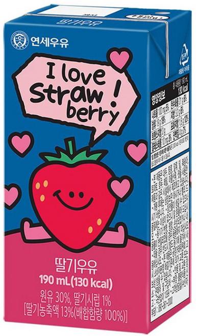 연세 딸기우유, 190ml, 10개