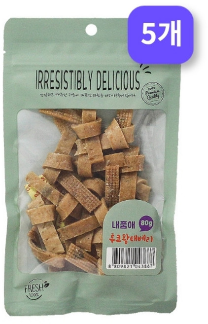 내품애 소포장 강아지간식, 5개, 80g, 후코황태베리