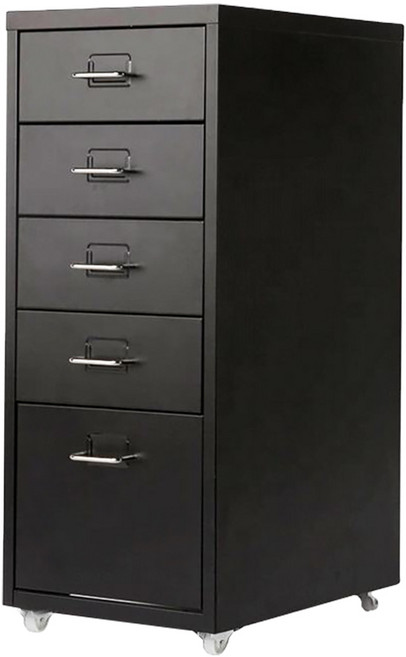 AOTTO 北歐風鐵製辦公抽屜文件收納櫃, 黑色