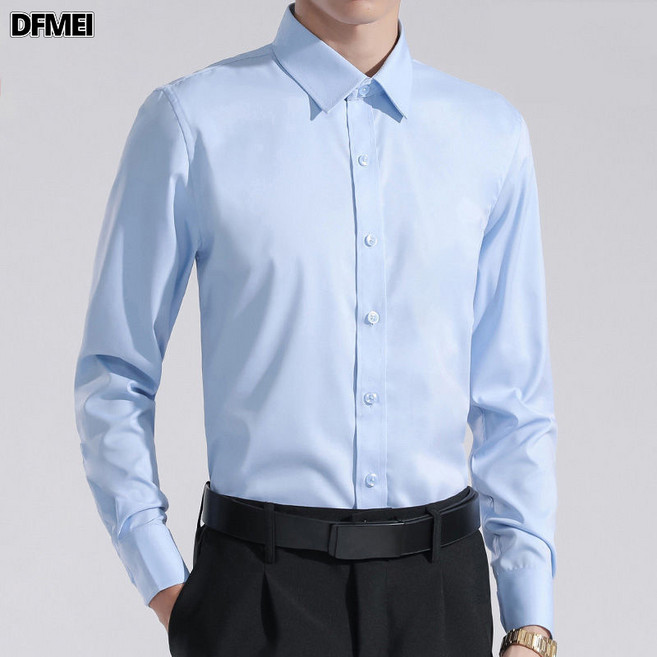 DFMEI 新款感男士白色長袖襯衫商務職業正裝藍色襯衣寸衫西裝上衣服男裝