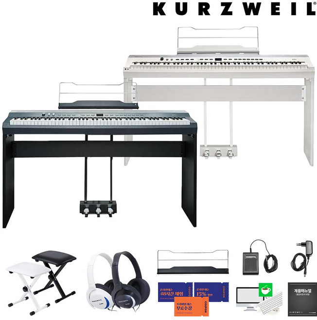 영창 커즈와일 KA P1 + ST4 88 해머건반 전자 디지털피아노 3페달 스텐드 패키지, 블랙