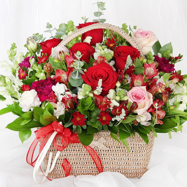 (오늘도착) 어버이날 꽃바구니 부모님선물 혼합 장미 생화 어버이날선물 효도선물 부모님꽃선물 어버이날꽃 당일꽃배달 [ST-A1952]