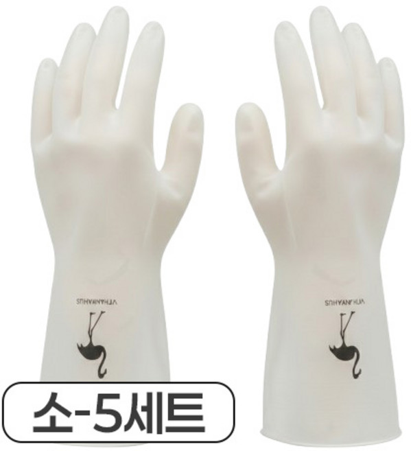 채움애 니트릴 고무장갑 설겆이 주방 청소 장갑, 5세트, 소(S), 화이트