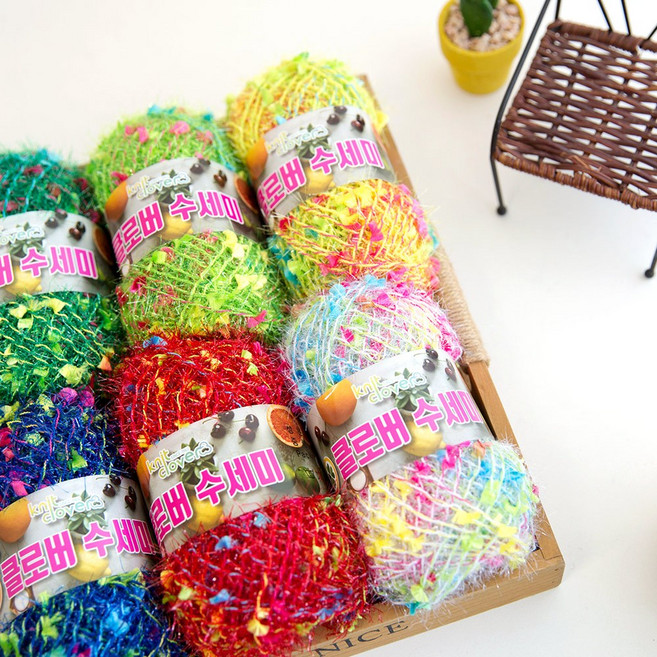 [니트박스 뜨개실] 클로버 수세미실, 121. 블루나염, 1개