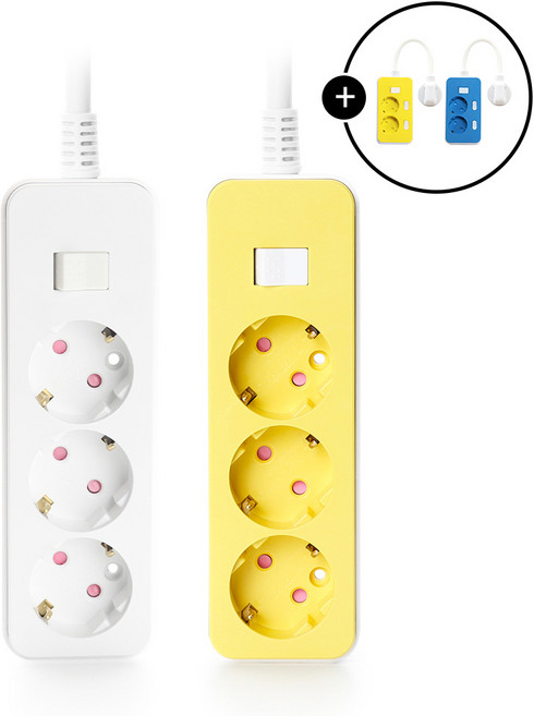 아이정 더좋은 멀티탭 통합 과부하 스위치 3구 집들이선물 이사준비물 새집준비물, 5m, 옐로우, 1개