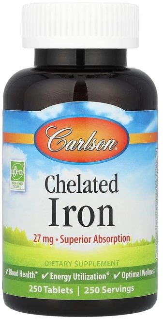 칼슨 킬레이트화 철분 27mg 250정, 기본, 1개 - 쿠팡