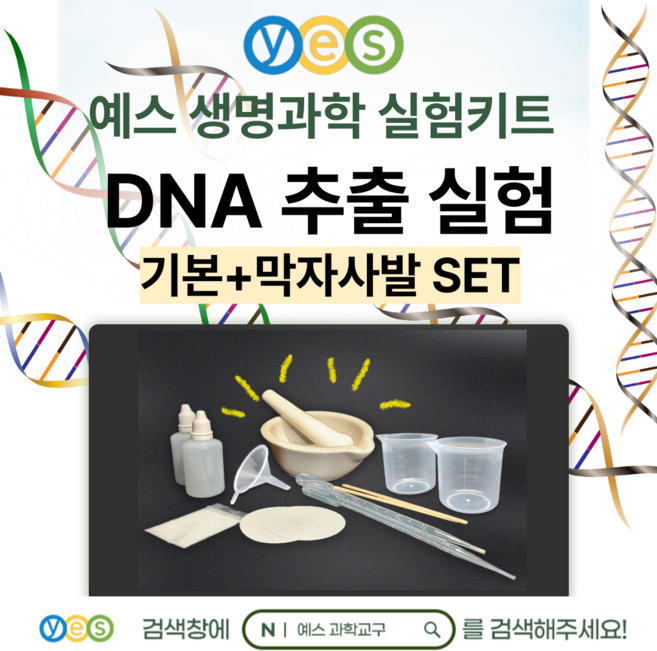 예스 과학교구 생명과학실험 2인세트 DNA추출실험 키트 YES-D1, 기본세트+막자사발, 1개