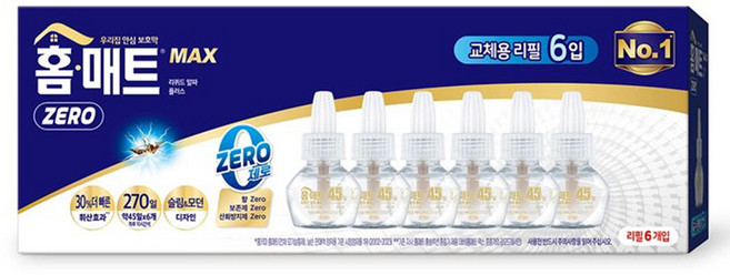 홈매트 스마트리퀴드 리필 45일X6개 + 물티슈 1매 증정, 하나, 6개