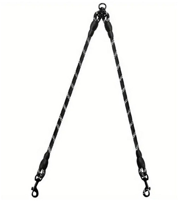 러브소이 애견 2줄 로프 리드줄 커플, 1개, 블랙