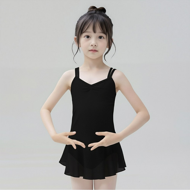 [에스투에이] 국산 포라인 쉬폰 유아 여아 초등 주니어 일체형 원피스형 치마 레오타드 어린이 스커트 발레복