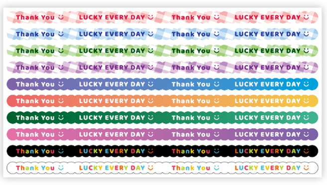 땡큐 도시락 띠지 롱스티커, 100개, 파스텔