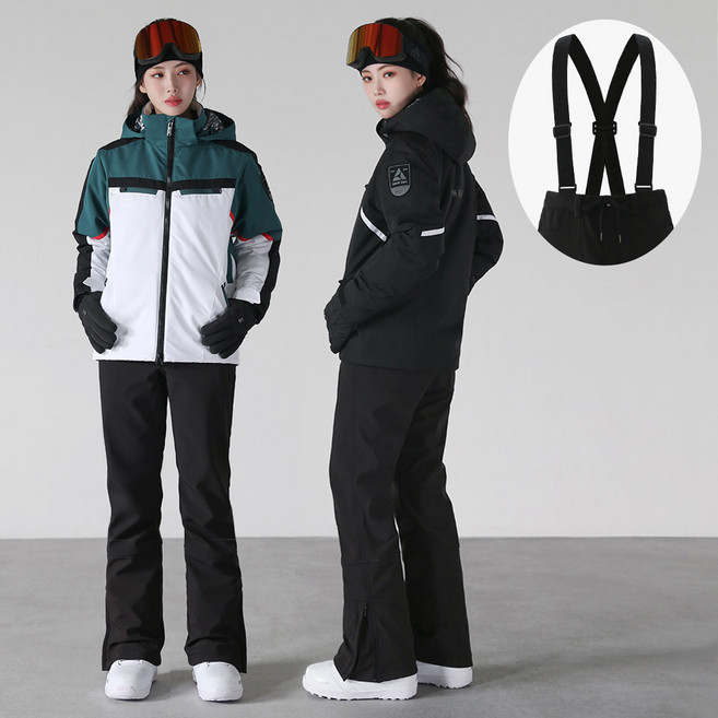푸조 디펜더 티타늄 패딩자켓 스판덱스 멜빵팬츠 스키복 상하세트 남여공용 스키복세트