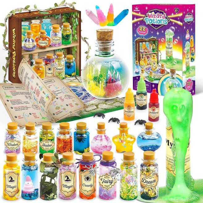 Wookidel Fairy Magic Kit 아동용 물약 병 22개 만들기 공예 키트 - 크리스마스 생일 선물 창의적인 아트 장난감 만 6 7 8 9 10 12세 여아용1, Mystical Kit