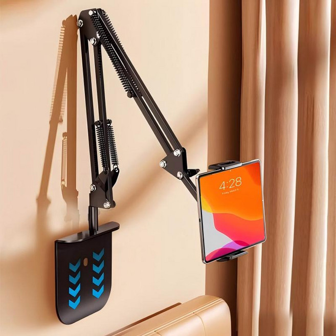 ZOZOFO 핸드폰 태블릿 거치대 히든 접이식 캔틸레버 거치대 탁상 침대용 태블릿거치대 스마트폰 거치대 핸드폰거치대, B9-블랙, 1개, 블랙