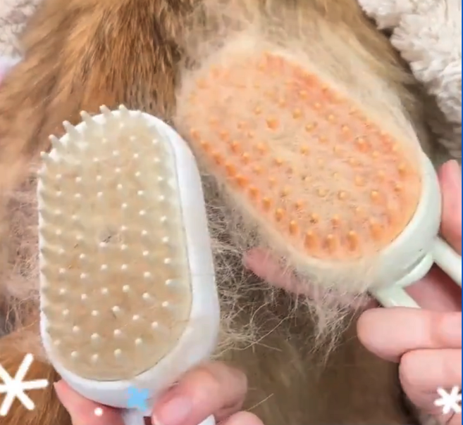 아이사랑 고양이 스팀 브러쉬 강아지 털빗 고양이 스팀빗 강아지빗 반려동물 털제거 손잡이 브러쉬, 화이트, 1개