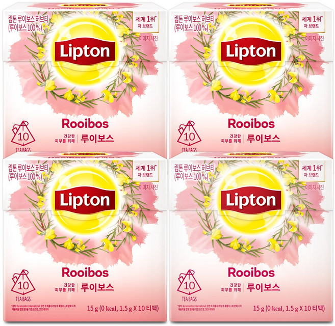 립톤 루이보스 허브차 티백, 1.5g, 10개입, 4박스