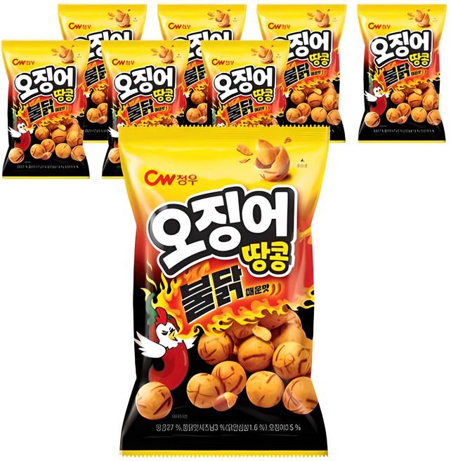 청우식품 오징어땅콩 불닭매운맛, 90g, 8개