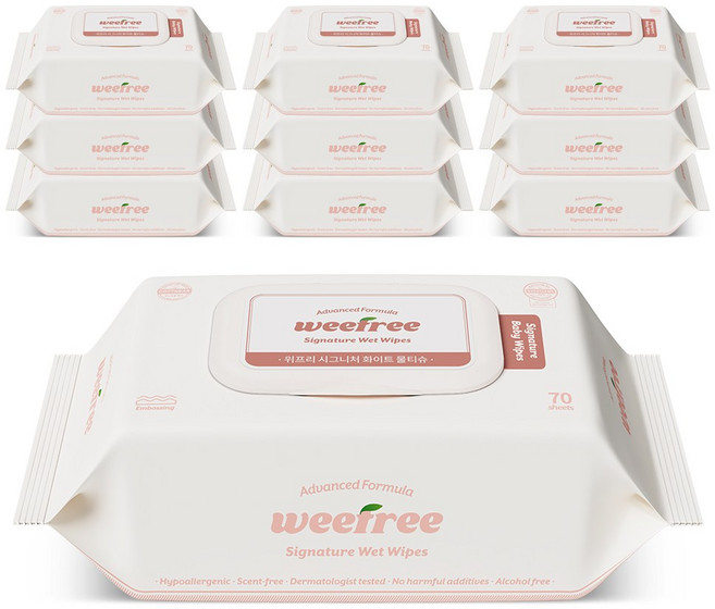 위프리 시그니처 엠보싱 아기물티슈, 10개, 70매, 85g