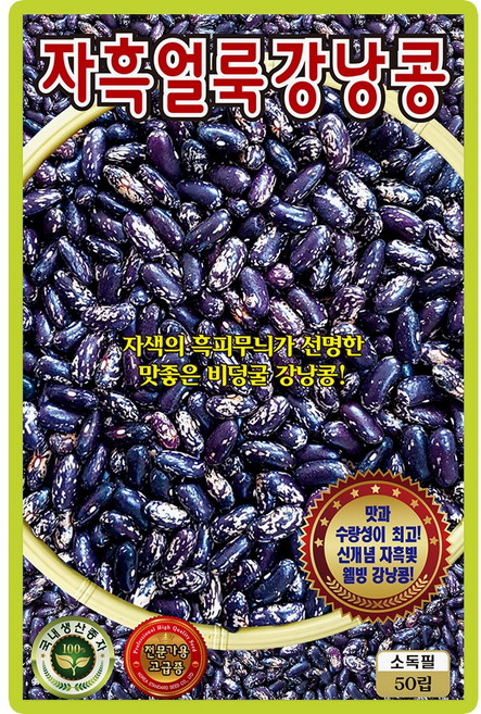 산들마켓 자흑얼룩 강낭콩씨앗 50립 흑피무늬 비덩굴성 강낭콩씨 종자, 4개