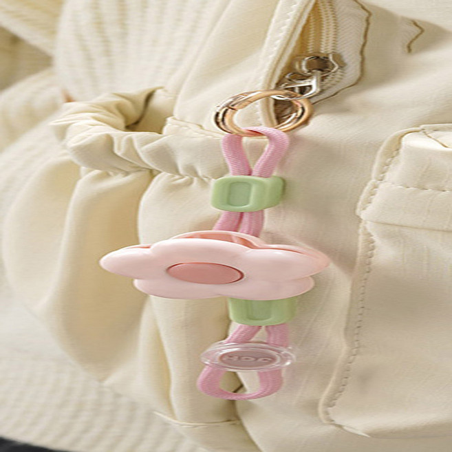 플라워 키링 가방 등산가방 장식 모자 걸이, 1개, 핑크