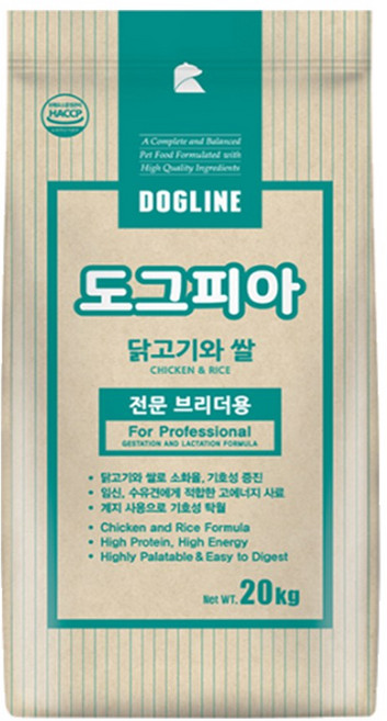 도그라인 퍼피 도그피아 반려견 사료, 1개, 20kg, 닭