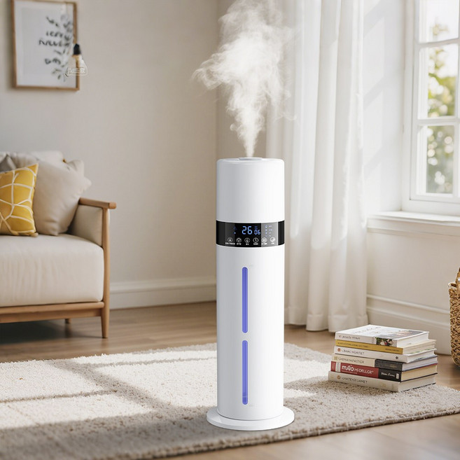 NICESUN 대용량 스마트 가습기 UV 살균 자동 습도 조절 2 in 1 디퓨저 겸용 가정용/사무실용 가습기 8L, 화이트, H8