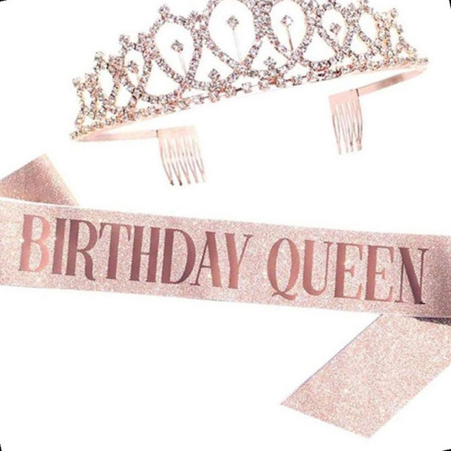 생일 파티 티아라 어깨띠 왕관 행사 미스코리아 축하 파티 머리 장식, 1개, 생일티아라세트(골드)