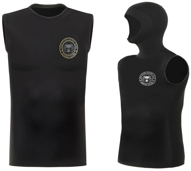 마린스쿠버 잠수조끼 후드조끼 다이빙조끼 다이빙후드 다이빙베스트 베스트 서핑조끼 스킨스쿠버후드, 블랙