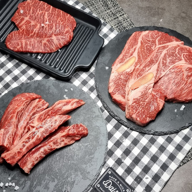 [마블최강~고마블 소고기 와규 3종/척아이롤250g+부채살250g+갈비살250g]고마블 와규 소고기와규 와규 갈비살 부채살 척아이롤 구이용소고기 와규 마블링좋은 소고기와규, 1개