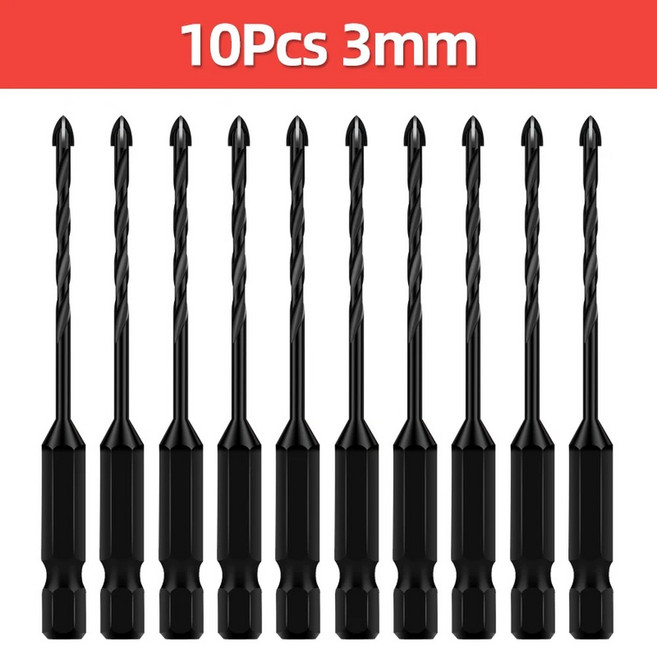 4/5/7pcs 콘크리트 도자기 타일 유리 금속 전문 다기능 드릴 비트 초경 드릴에 대 한 크로스 16 진수 세트, 10pcs 3mm, 1개