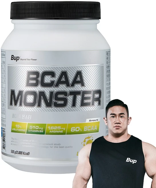 비유피 BCAA몬스터 레몬맛 아미노산 헬스보충제, 1개, 500g - 쿠팡