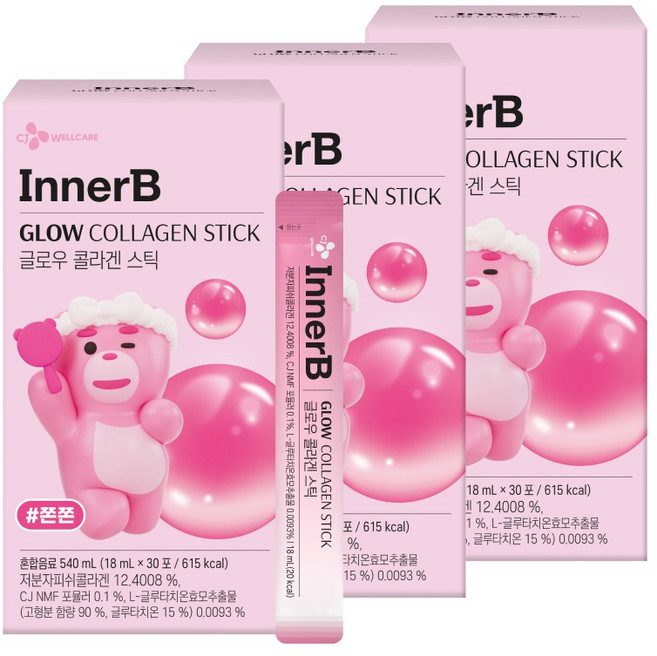 CJ 벨리곰X이너비 글로우 콜라겐 스틱, 90개, 18ml