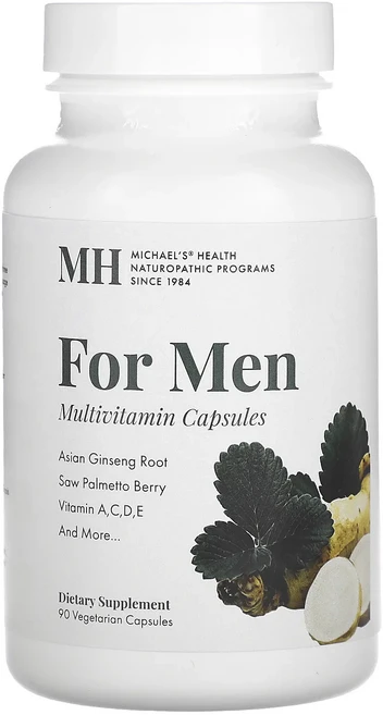 단백질 비타민 철분 마그내슘 칼슘 Michael's Health 남성용 종합비타민 캡슐 베지 캡슐 90정 고루고루섭취해주세요, MichaelsHealth남성용종합비타민캡슐베지캡슐90, 1개 - 쿠팡