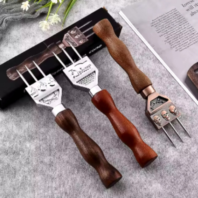 바텐더 추천 나무 손잡이 삼지창 아이스 픽(Ice Pick) 3종, 1개, 실버(해골)