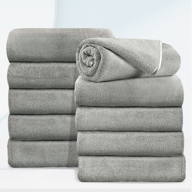 FASEN 수건 이탈리아 5성급 호텔수건 200수 코마사 타올 먼지없는수건, 스톤그레이, 10개