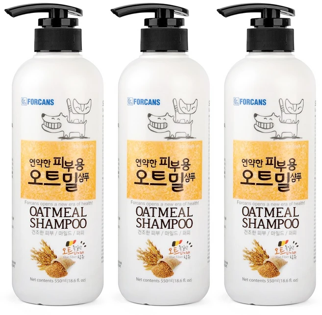 포켄스 연약한 피부용 오트밀샴푸, 3개, 550ml - 쿠팡