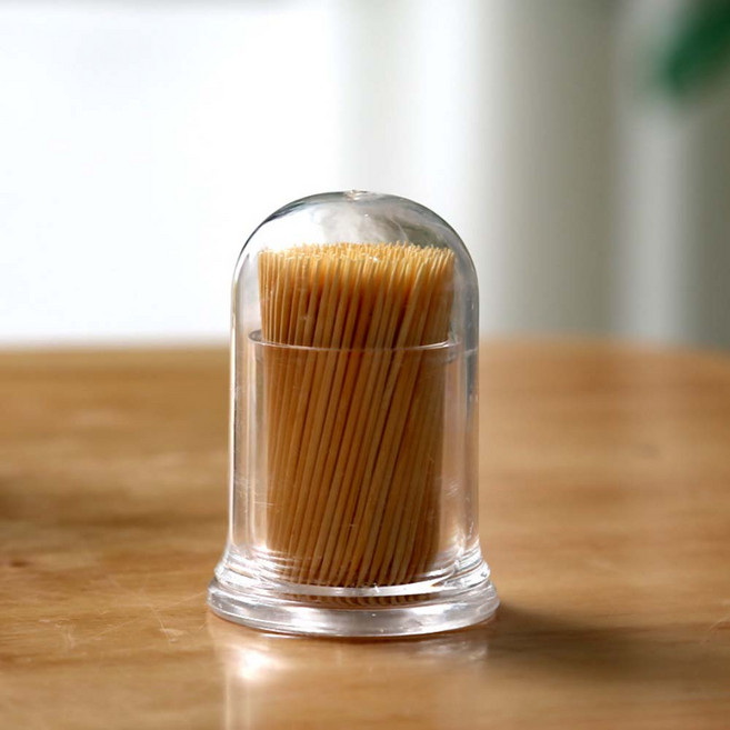 투명 아크릴 이쑤시개통 플라스틱 두꺼운 심플한 이쑤시개 통, 1개, 투명 원형