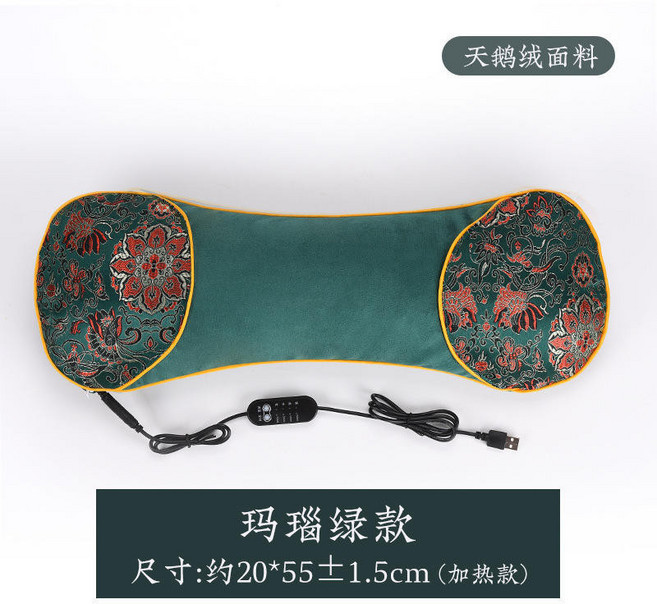 艾草热敷枕 颈椎枕头 艾草护颈骨头枕, 【加熱款】綠色, 1個