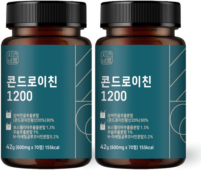 자연바름 콘드로이친 1200 상어 연골 칼슘 분말 가루 정, 70정, 2개