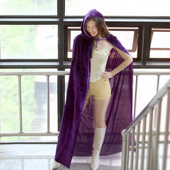 23 할로윈 성인 코스튬 의상, 14_벨벳 후드 망토 (여성용/퍼플), 1개